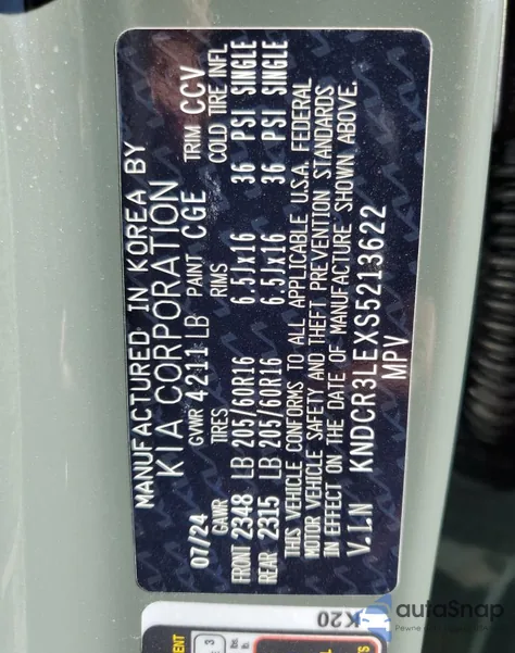 2025 Kia Niro Ex from USA, damaged, VIN KNDCR3LEXS5213622